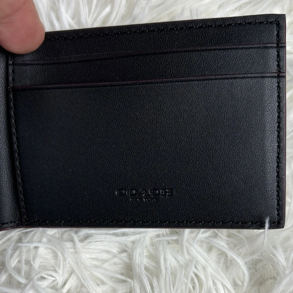 Coach Black Textured Leather Card Holder